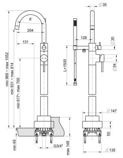 Напольный смеситель для ванны Paini Cox 78CR136LM хром